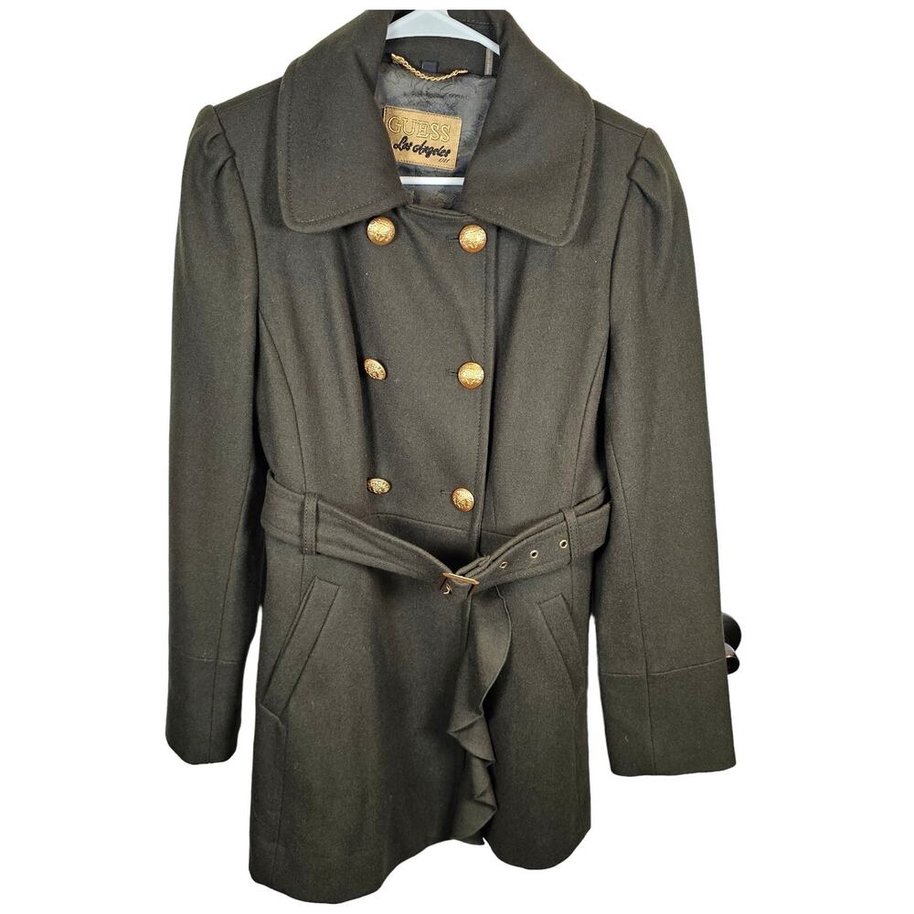 GUESS Los Angeles 1981 Women's Wool Pea Coat Jacket Women's Large Gold Buttons